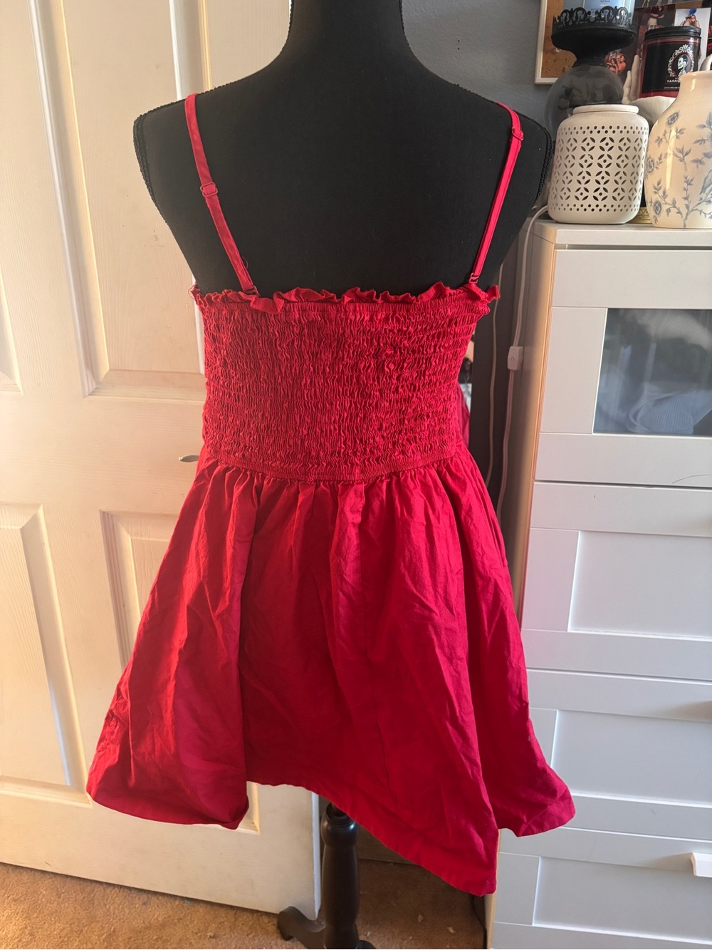 Francesca's Collections Hot Pink Ruched Bodice Spaghetti Strap Dress - Picture 2 of 2